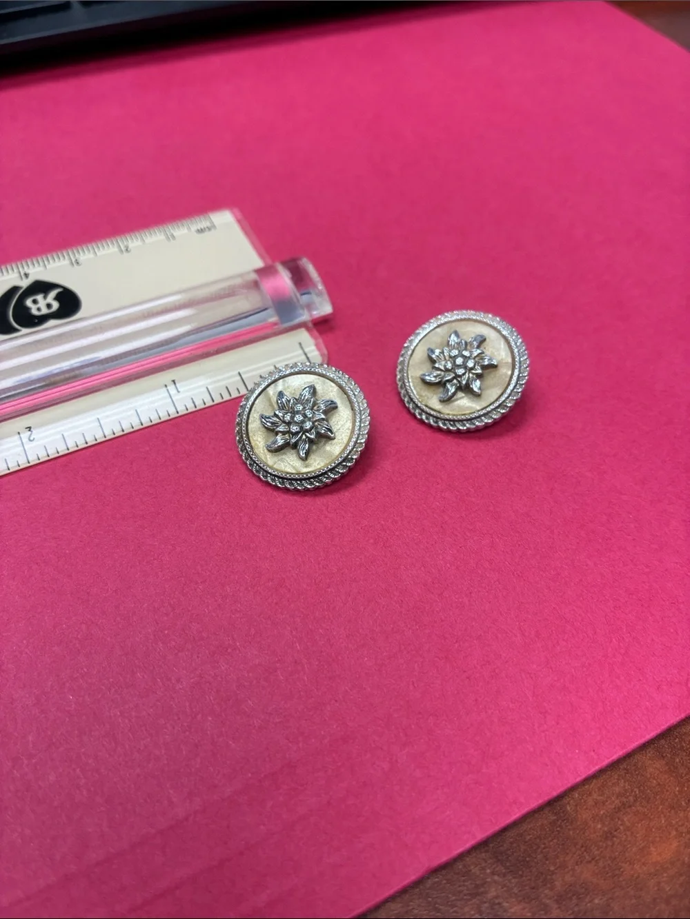 Silver-Tone Floral Crystal Button  Clip-on Earrings - Unbranded